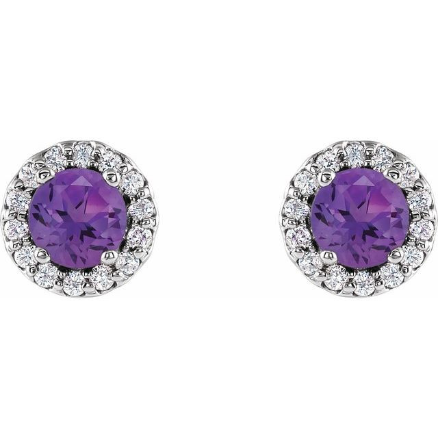 Add a splash of delightful color to your lobes with these platinum earrings adorned with sparking amethyst stones