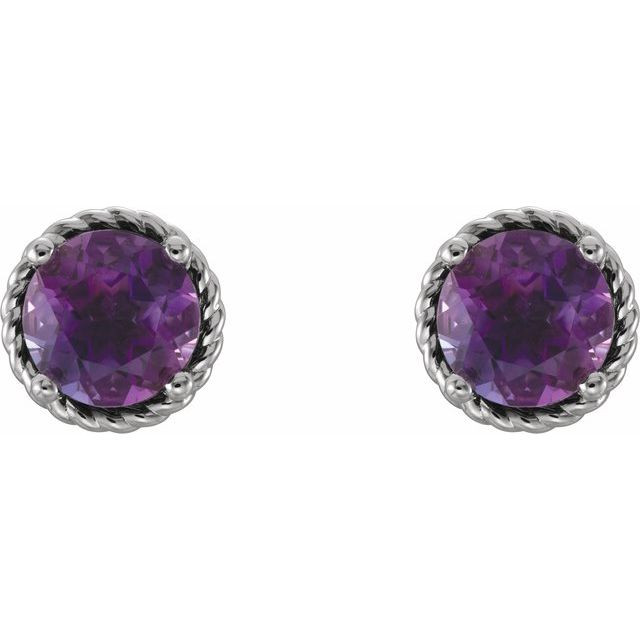 Add a splash of delightful color to your lobes with these platinum earrings adorned with sparking amethyst stones