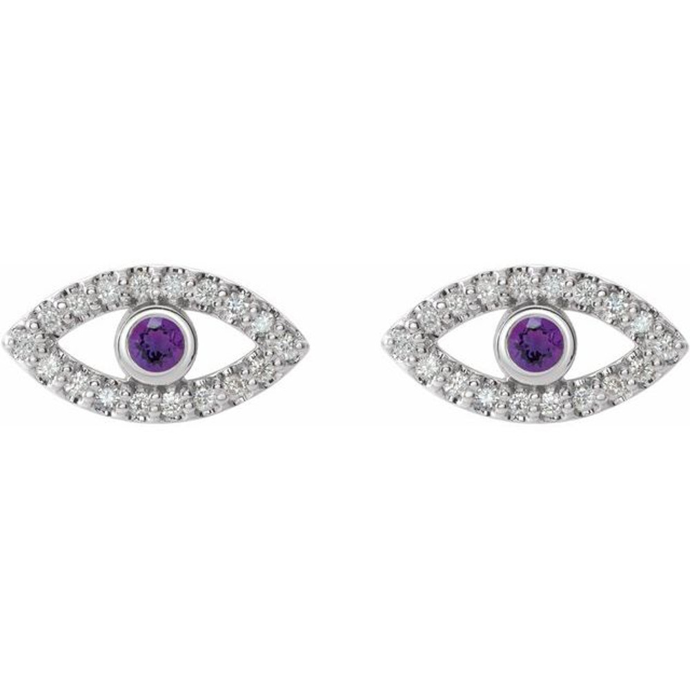 Add a splash of delightful color to your lobes with these platinum earrings adorned with sparking amethyst stones