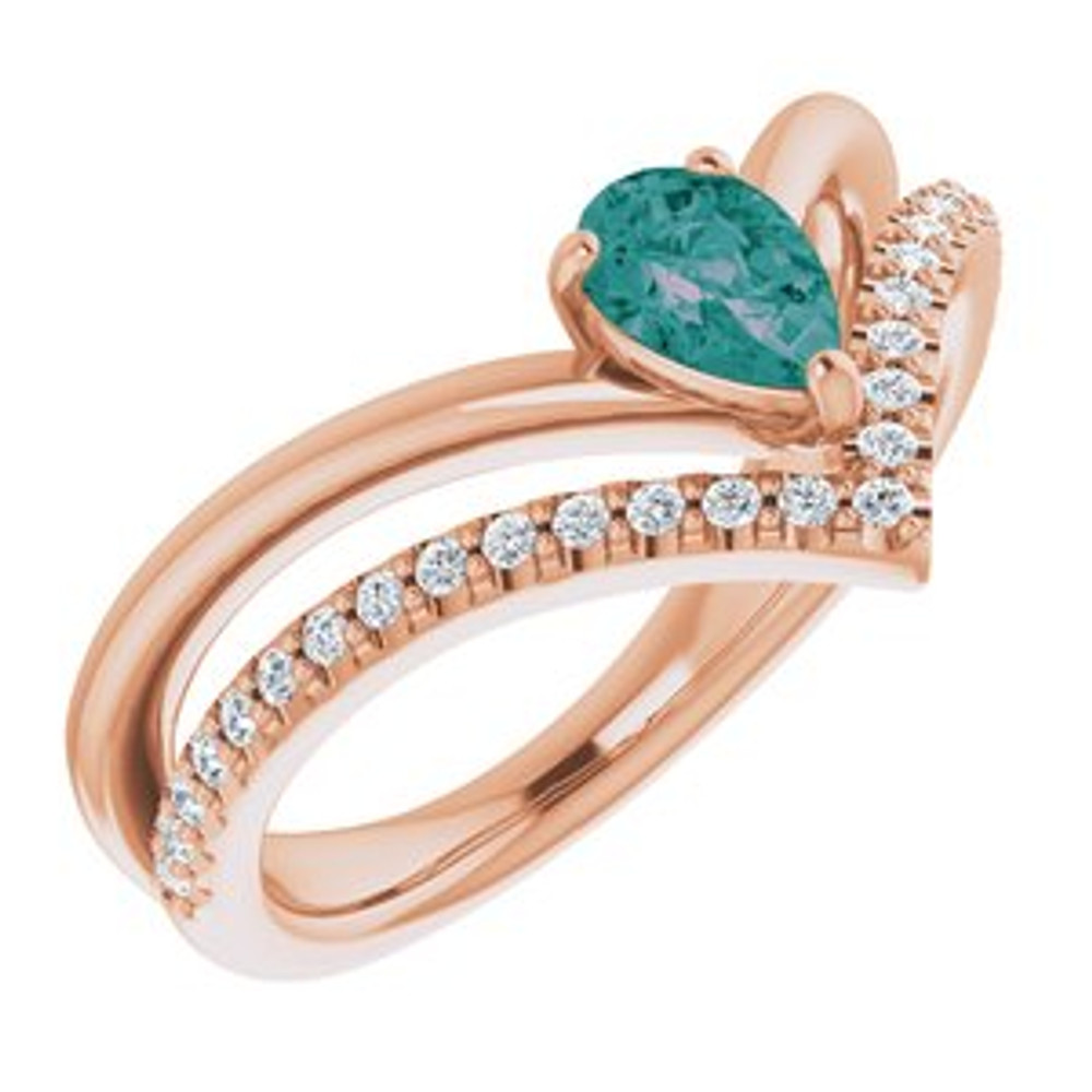 A colorful way to show your love, this alexandrite ring in 14k rose gold is the start of something beautiful.