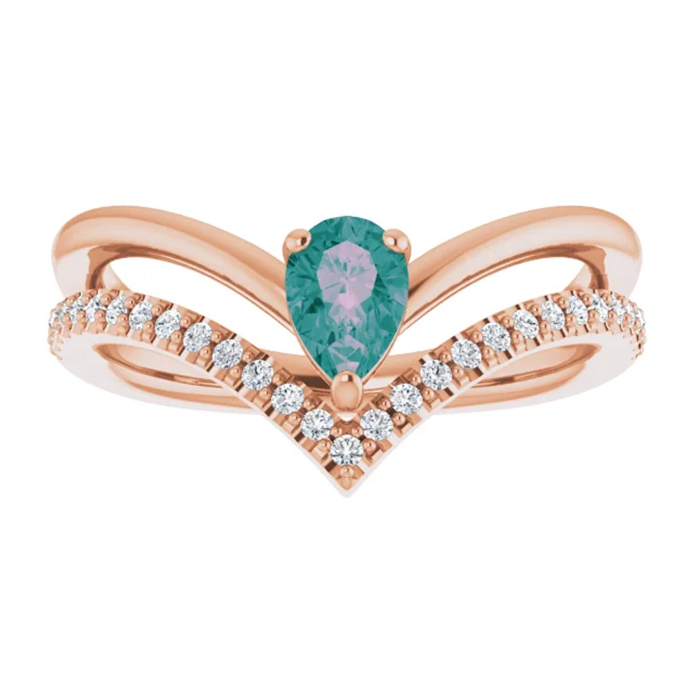 A colorful way to show your love, this alexandrite ring in 14k rose gold is the start of something beautiful.