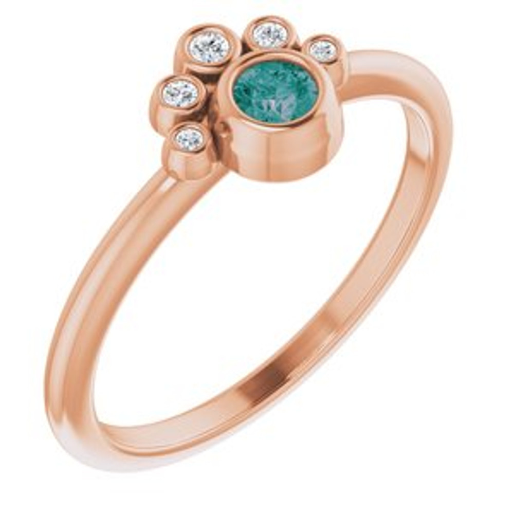 A colorful way to show your love, this alexandrite ring in 14k rose gold is the start of something beautiful.
