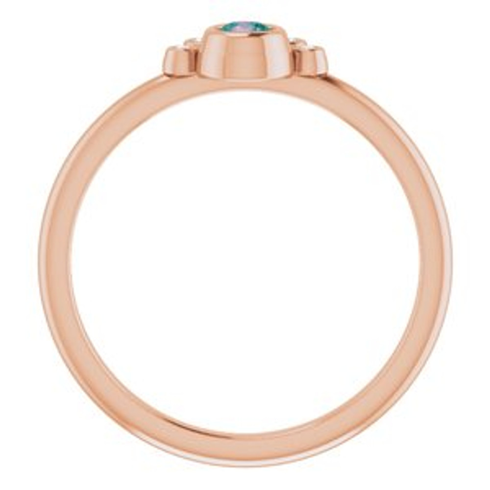 A colorful way to show your love, this alexandrite ring in 14k rose gold is the start of something beautiful.