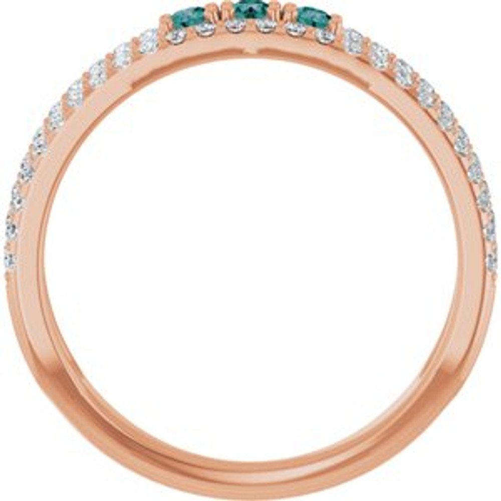 A colorful way to show your love, this alexandrite ring in 14k rose gold is the start of something beautiful.