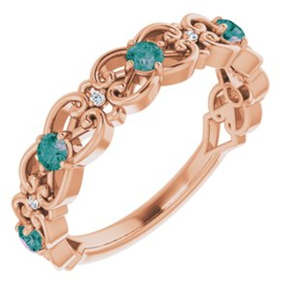 A colorful way to show your love, this alexandrite ring in 14k rose gold is the start of something beautiful.