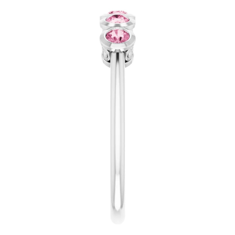 2.50mm Pink Tourmaline Ring In 14K White Gold