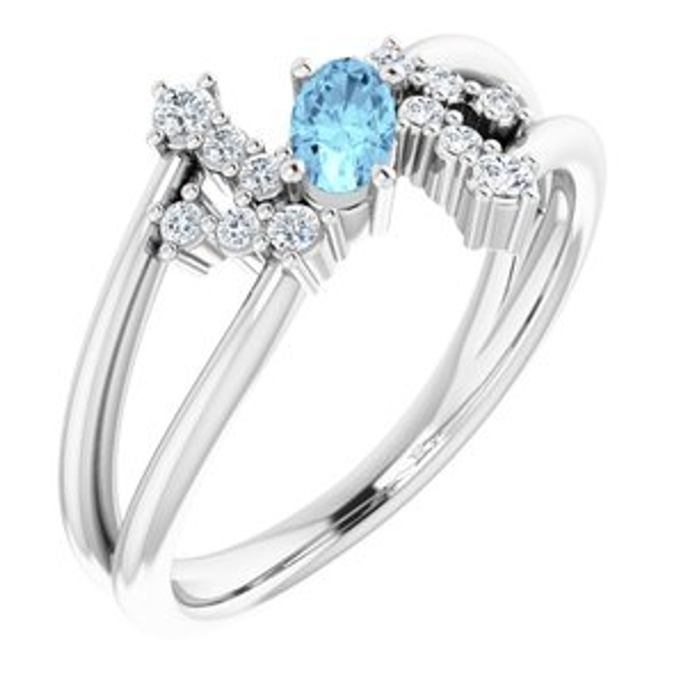 Dainty and feminine, this gemstone ring sets an elegant tone. The ring is set in platinum.