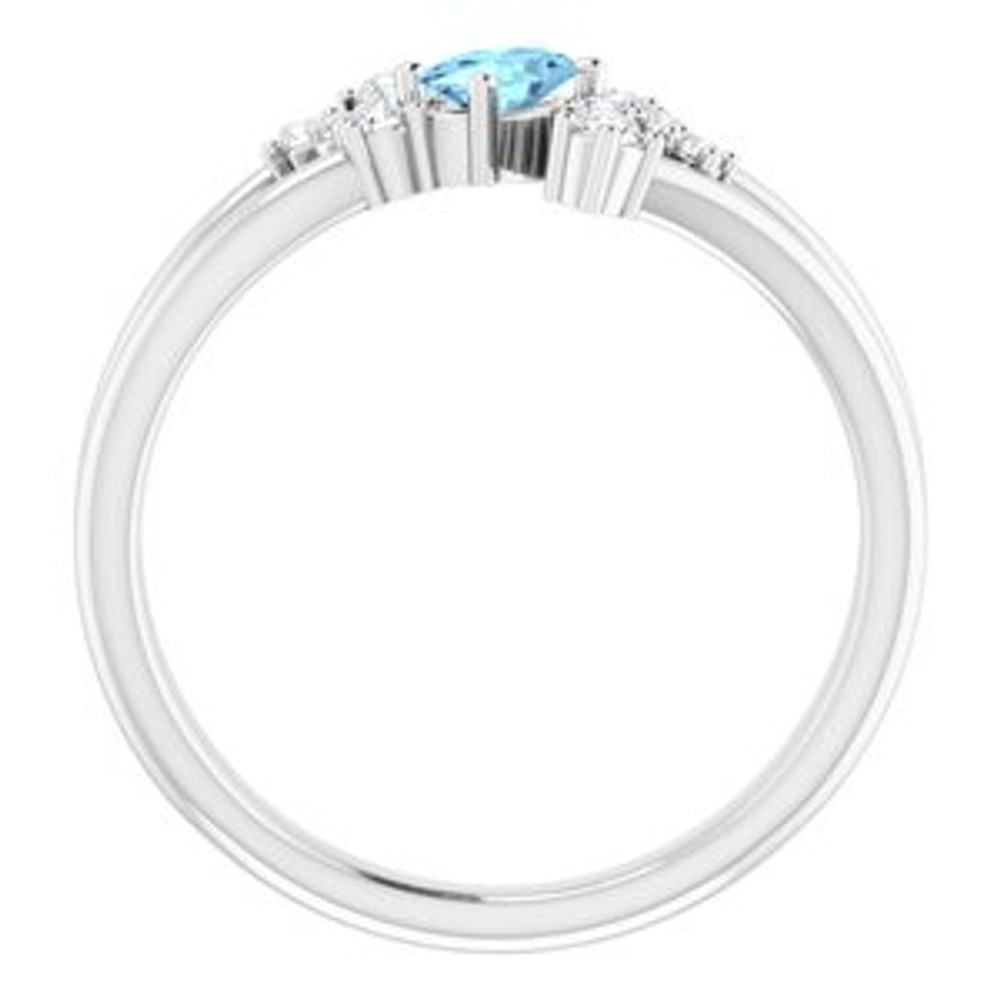 Dainty and feminine, this gemstone ring sets an elegant tone. The ring is set in platinum.