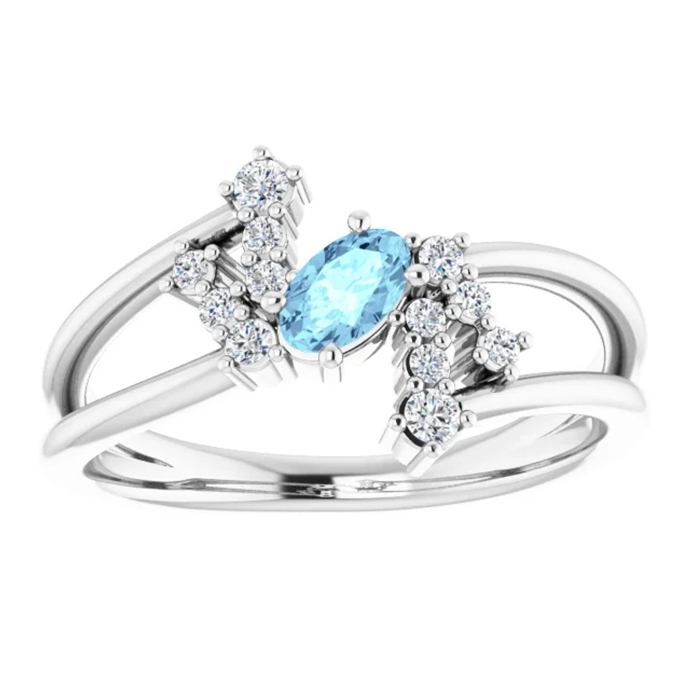 Dainty and feminine, this gemstone ring sets an elegant tone. The ring is set in platinum.