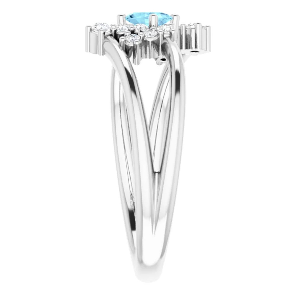 Dainty and feminine, this gemstone ring sets an elegant tone. The ring is set in platinum.
