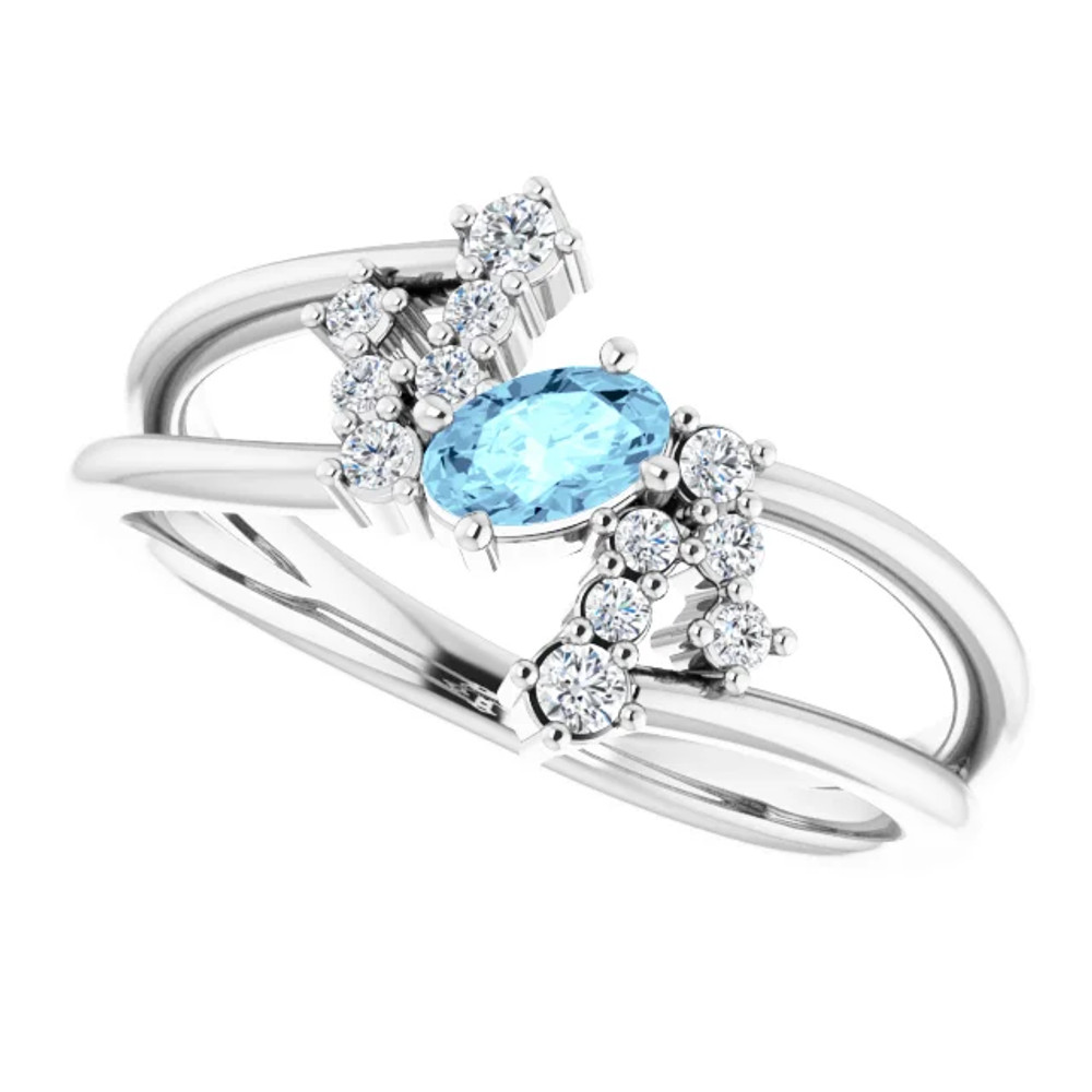 Dainty and feminine, this gemstone ring sets an elegant tone. The ring is set in platinum.