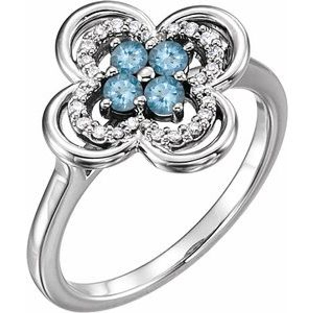 Dainty and feminine, this gemstone ring sets an elegant tone. The ring is set in platinum.