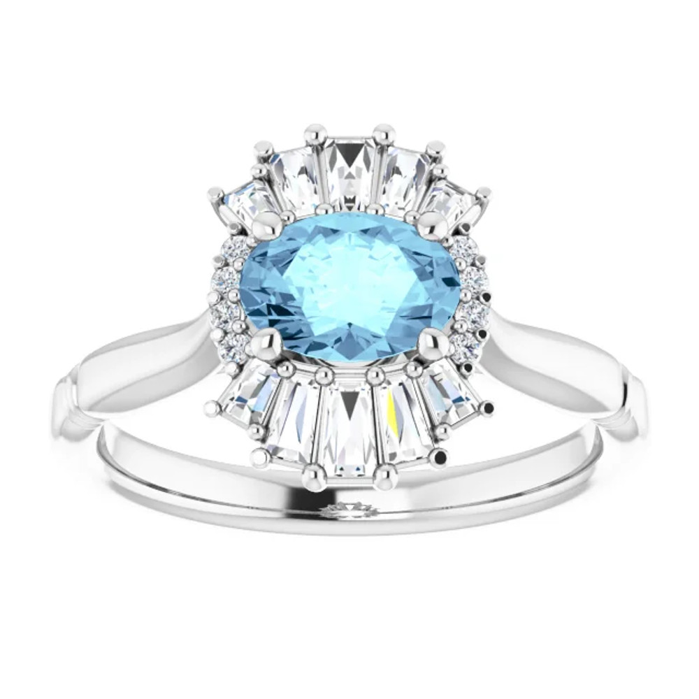 Dainty and feminine, this gemstone ring sets an elegant tone. The ring is set in platinum.