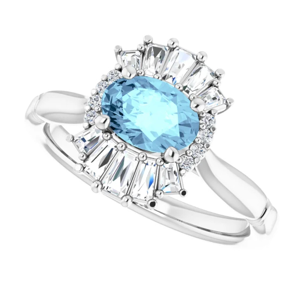 Dainty and feminine, this gemstone ring sets an elegant tone. The ring is set in platinum.