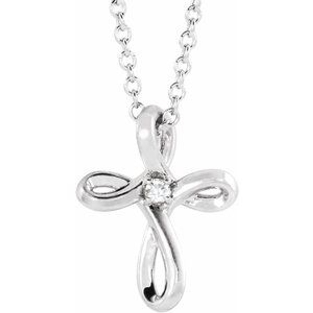 .015 CTW Diamond Cross 16-18" Necklace  In Sterling Silver