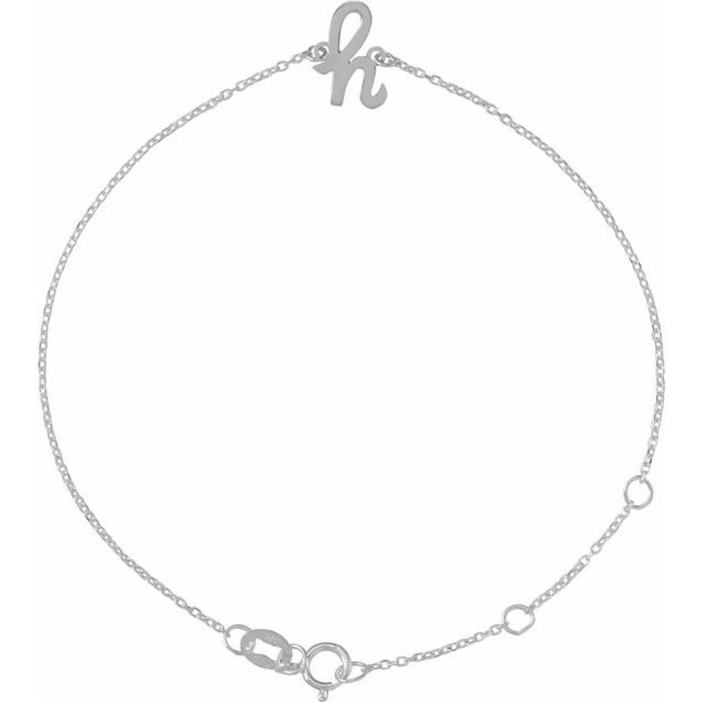 Complement any attire with this initial bracelet in 14K white gold