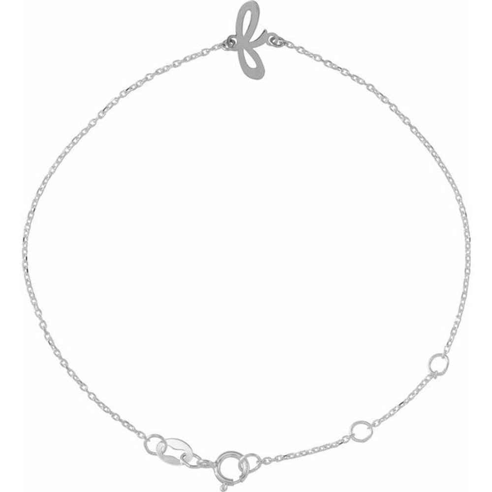 Complement any attire with this initial bracelet in 14K white gold