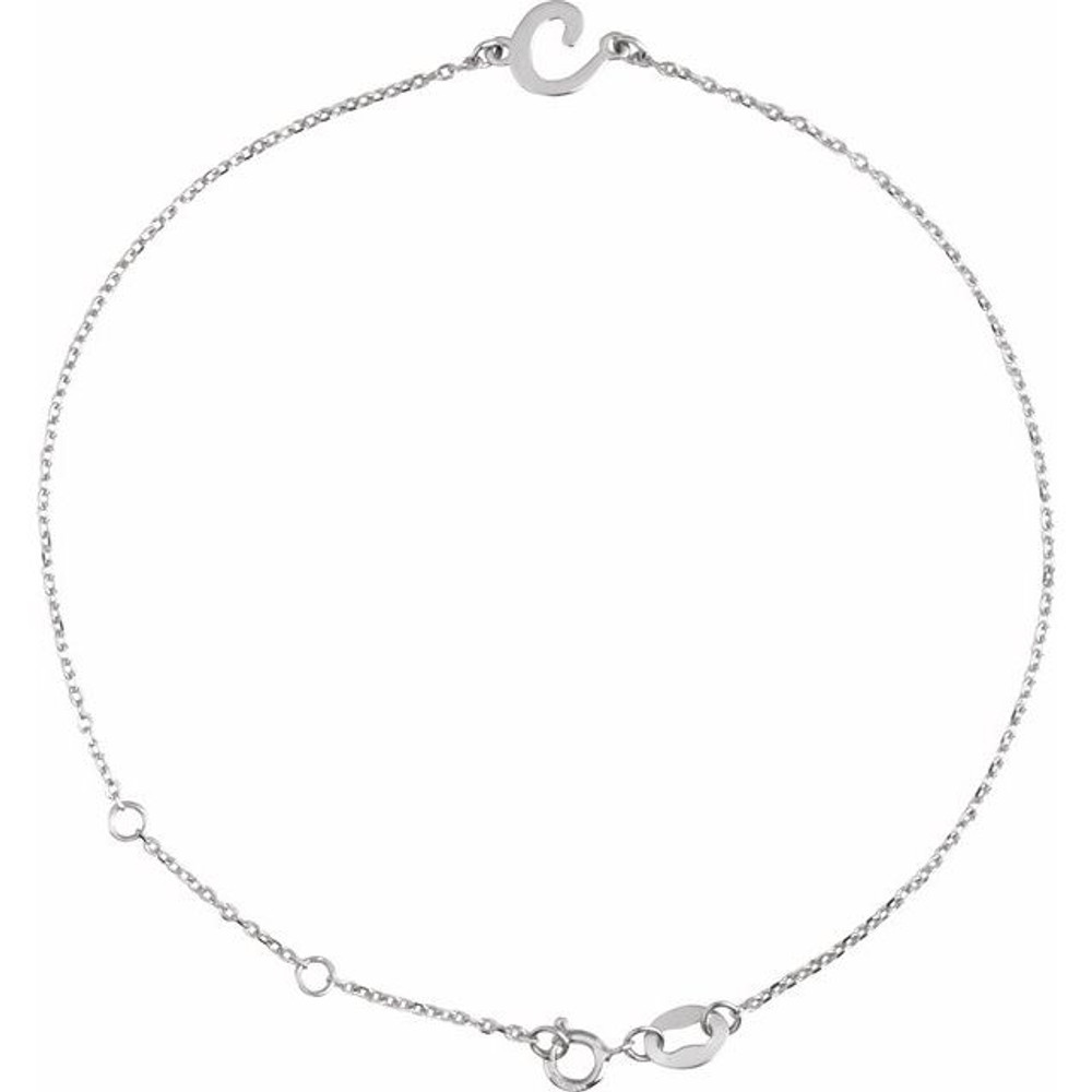Complement any attire with this initial bracelet in 14K white gold