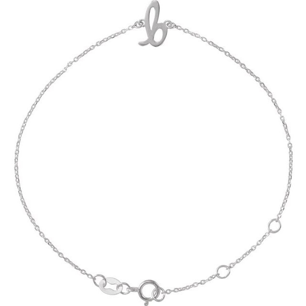 Complement any attire with this initial bracelet in 14K white gold
