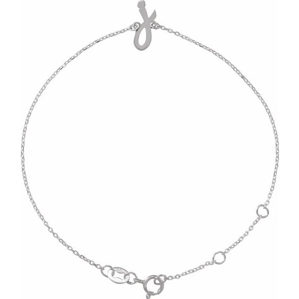 Complement any attire with this initial bracelet in 14K white gold