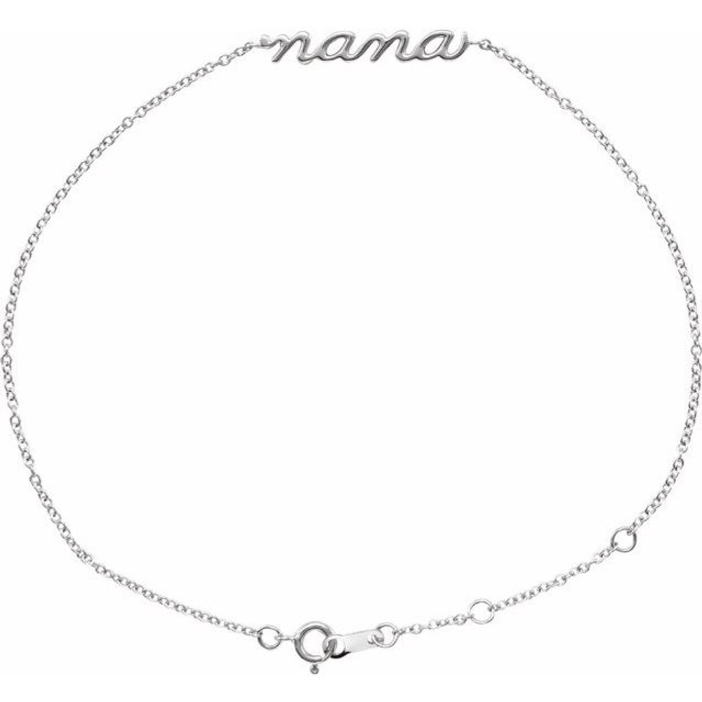 Complement any attire with this script nana bracelet in 14K white gold