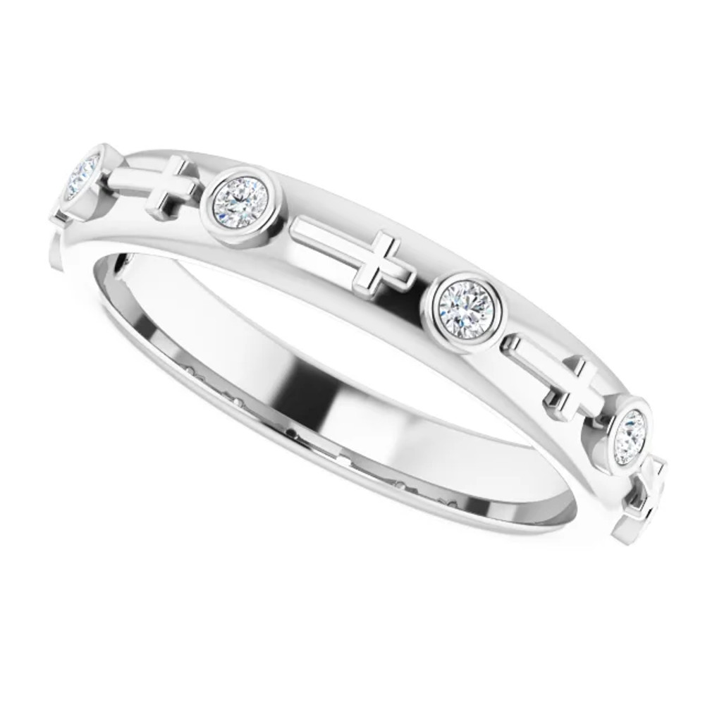 Faith meets fashion in this diamond cross ring.