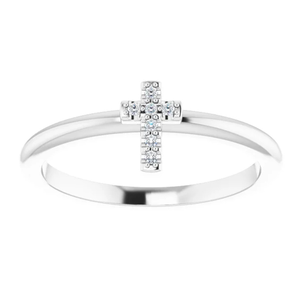 Subtle and shimmering, this diamond cross ring is a beautiful way to celebrate your faith.