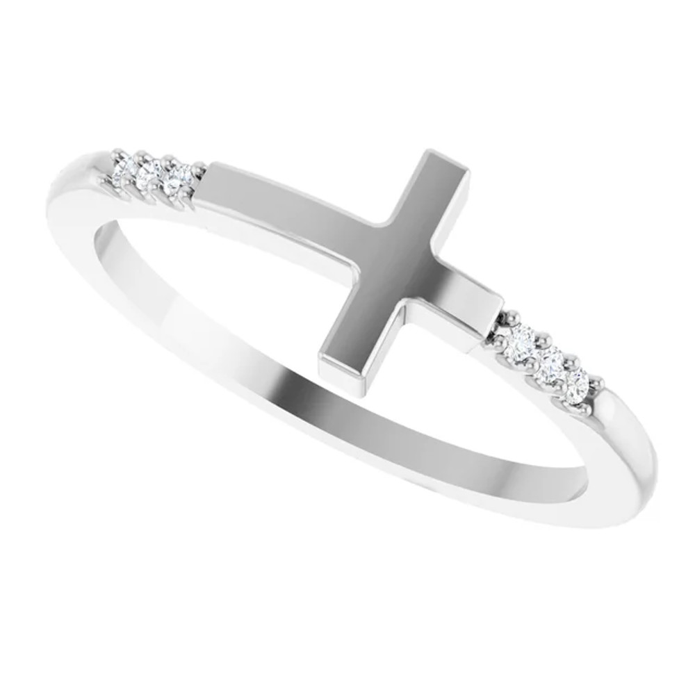 Subtle and shimmering, this diamond cross ring is a beautiful way to celebrate your faith.