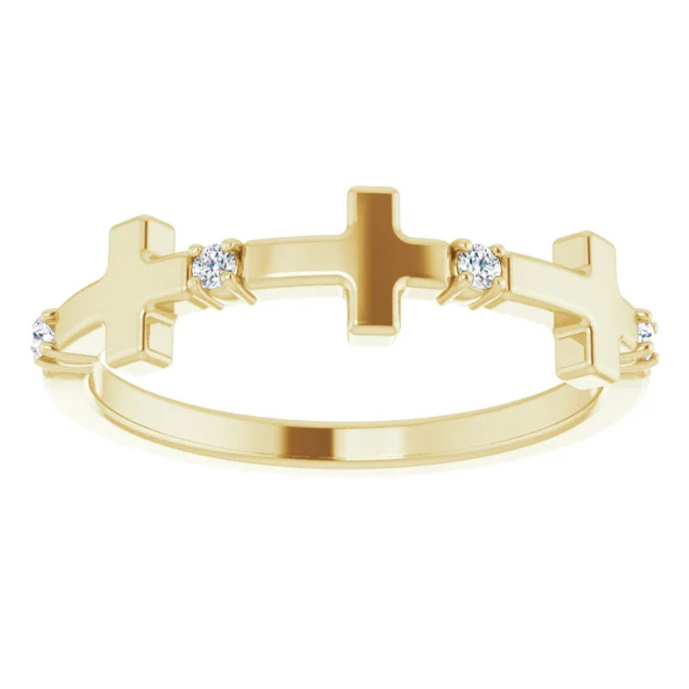 Faith meets fashion in this diamond cross ring.
