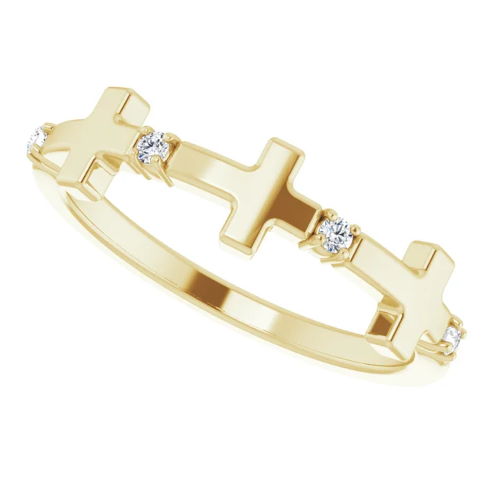 Faith meets fashion in this diamond cross ring.