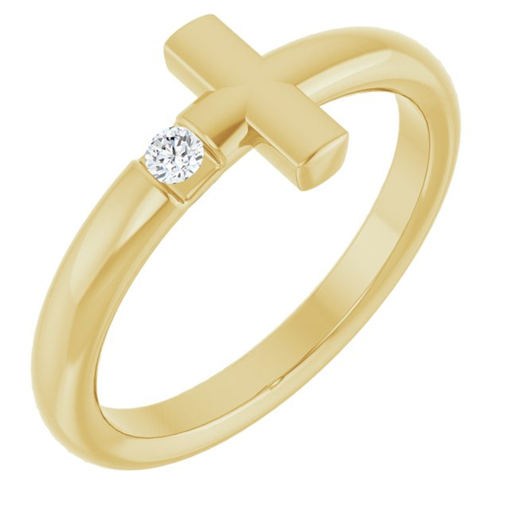 Faith meets fashion in this diamond cross ring.