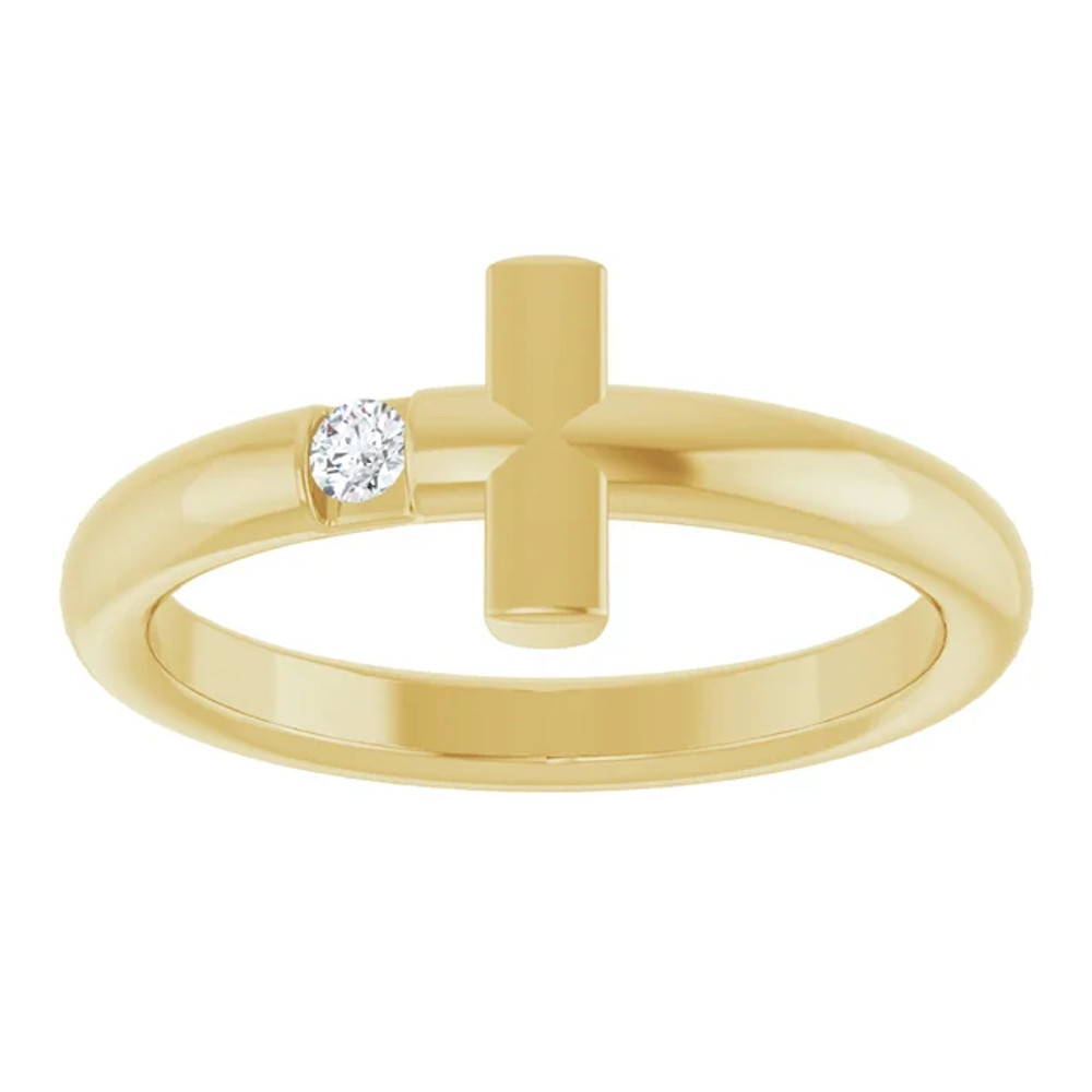 Faith meets fashion in this diamond cross ring.