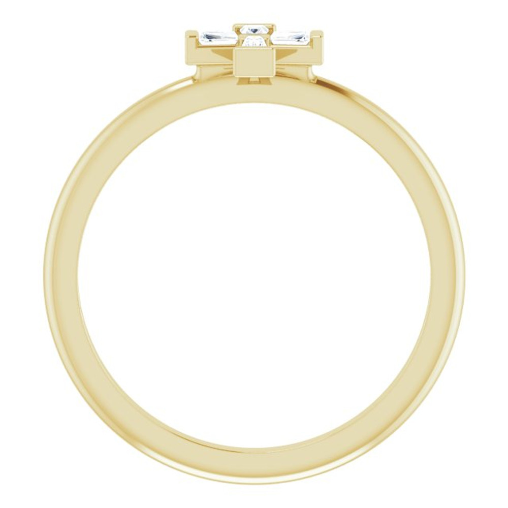 Faith meets fashion in this diamond cross ring.