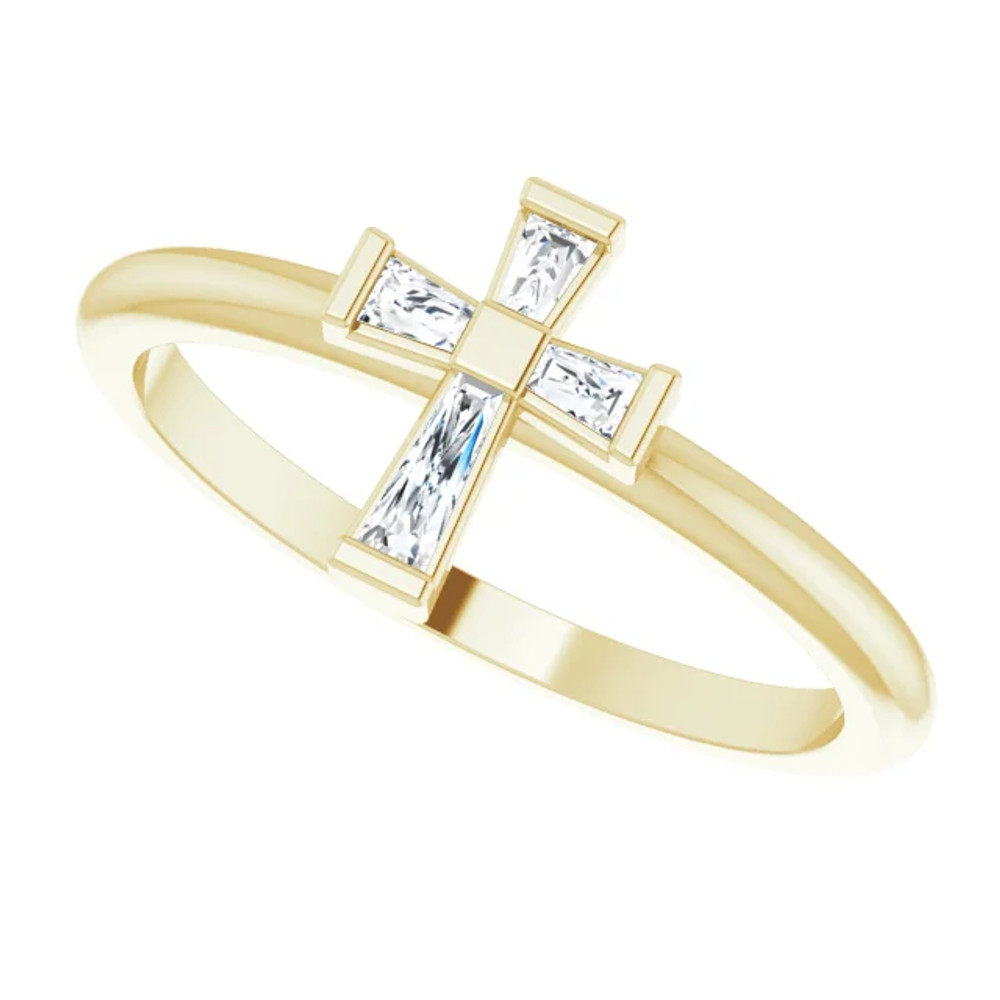 Faith meets fashion in this diamond cross ring.