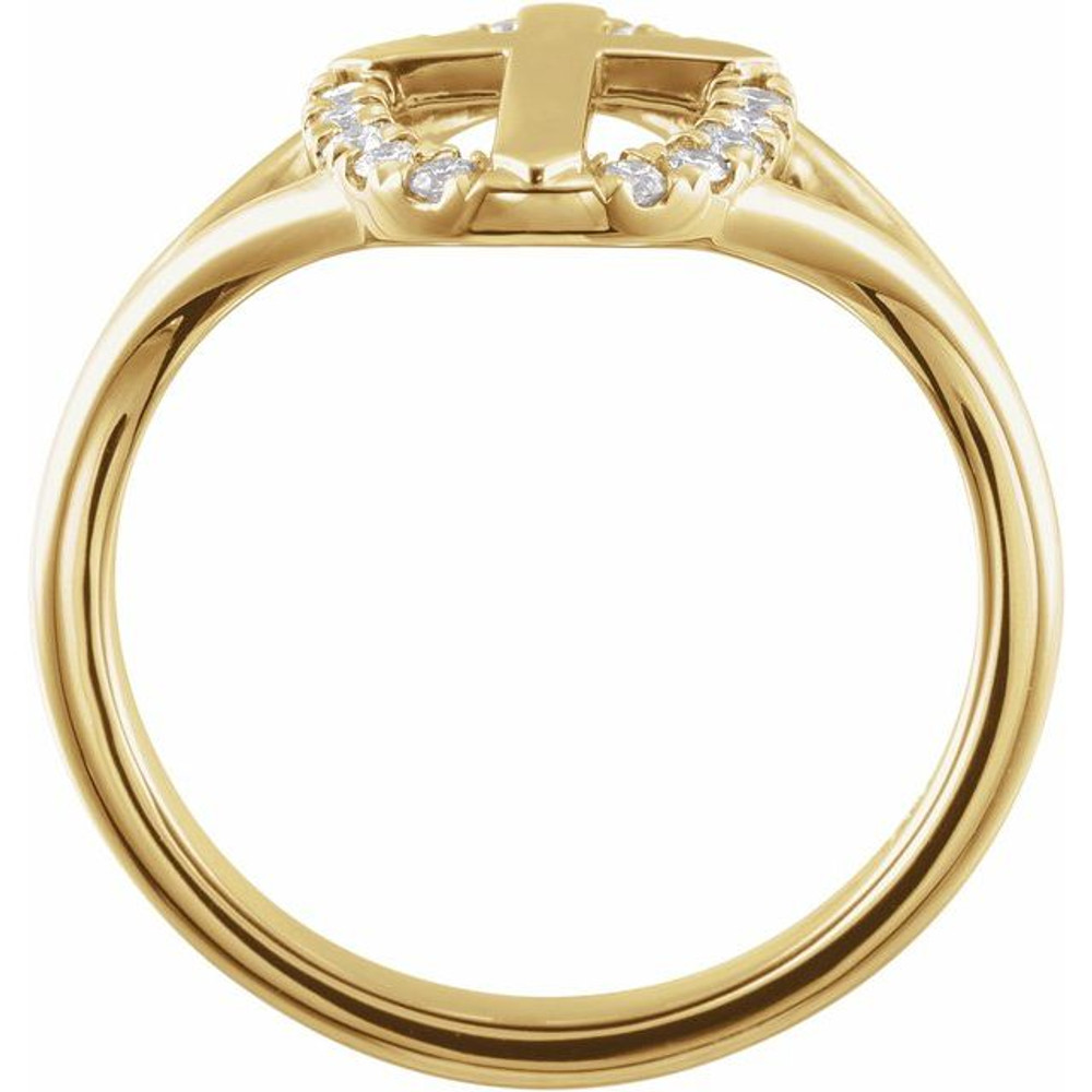 Faith meets fashion in this diamond cross ring.