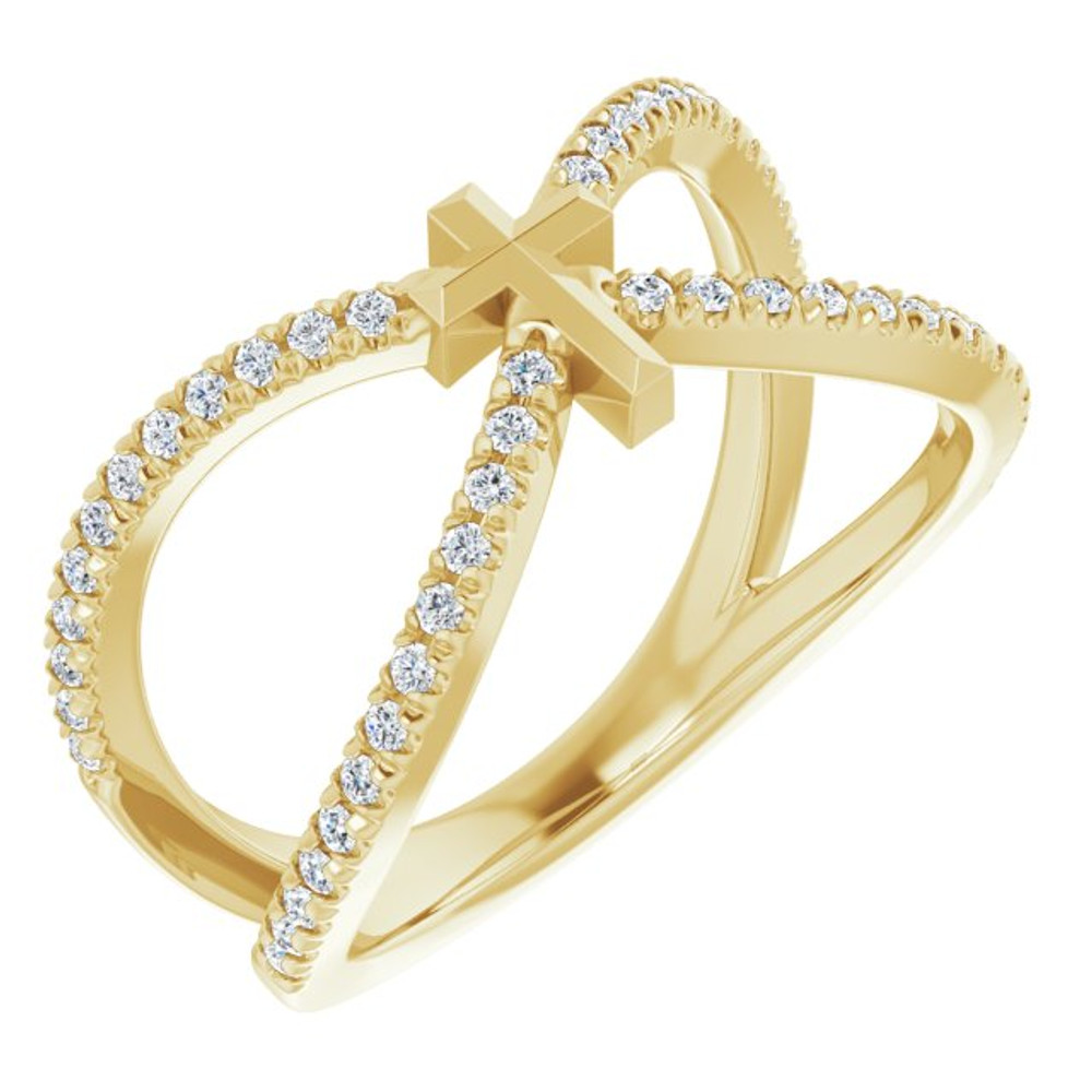 Faith meets fashion in this diamond cross ring.