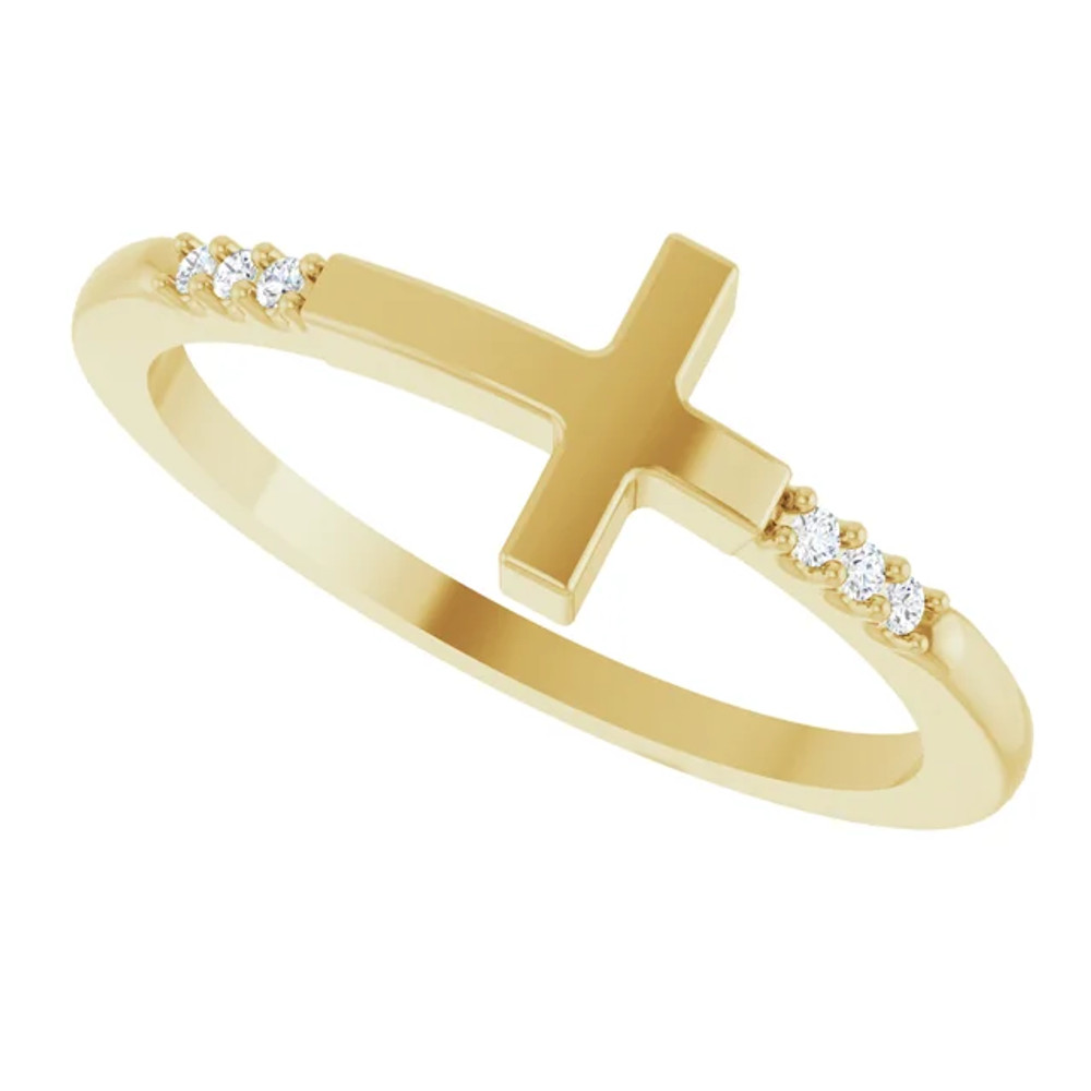 Faith meets fashion in this diamond cross ring.