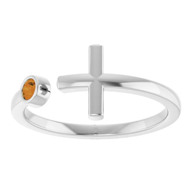 Share your faith when you wear this gemstone cross ring in 14k white gold.