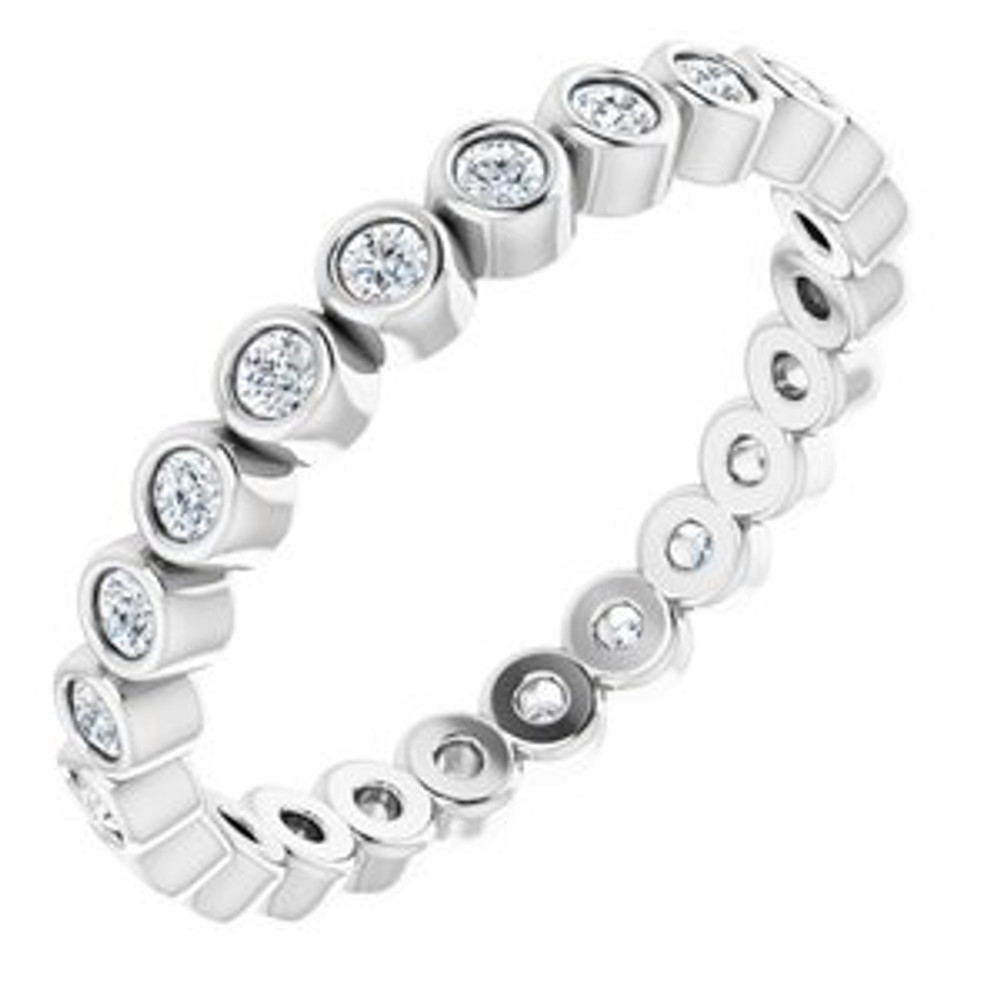 As bold as your love, this diamond eternity band adds sparkle to your celebration.