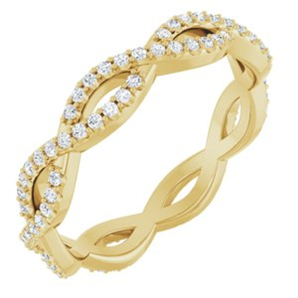As bold as your love, this diamond eternity band adds sparkle to your celebration.