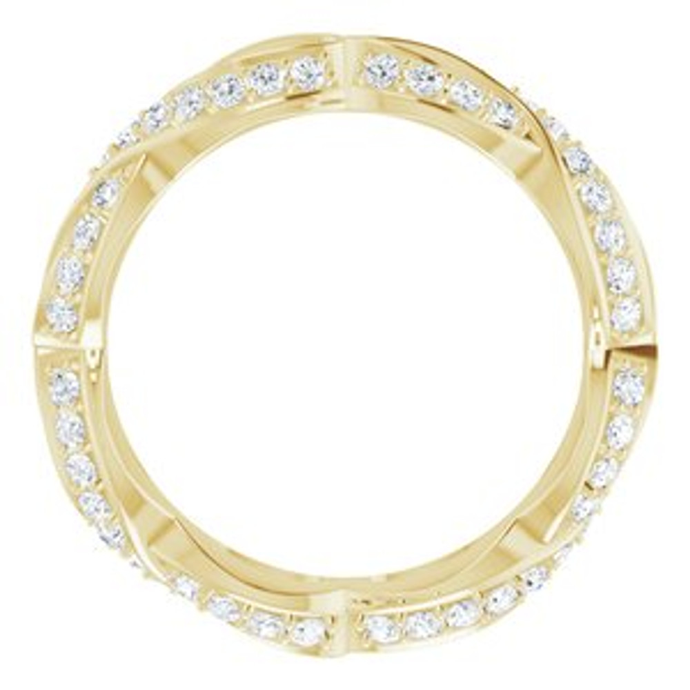 As bold as your love, this diamond eternity band adds sparkle to your celebration.