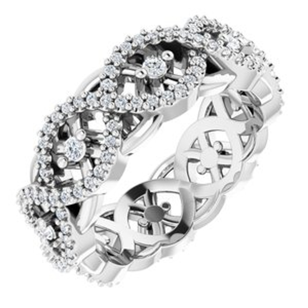 As bold as your love, this diamond eternity band adds sparkle to your celebration.