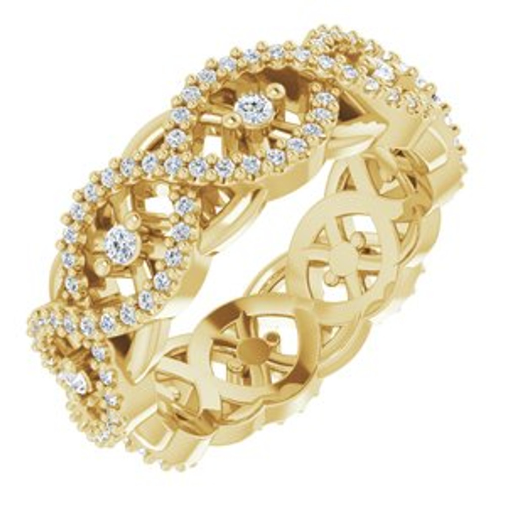 As bold as your love, this diamond eternity band adds sparkle to your celebration.