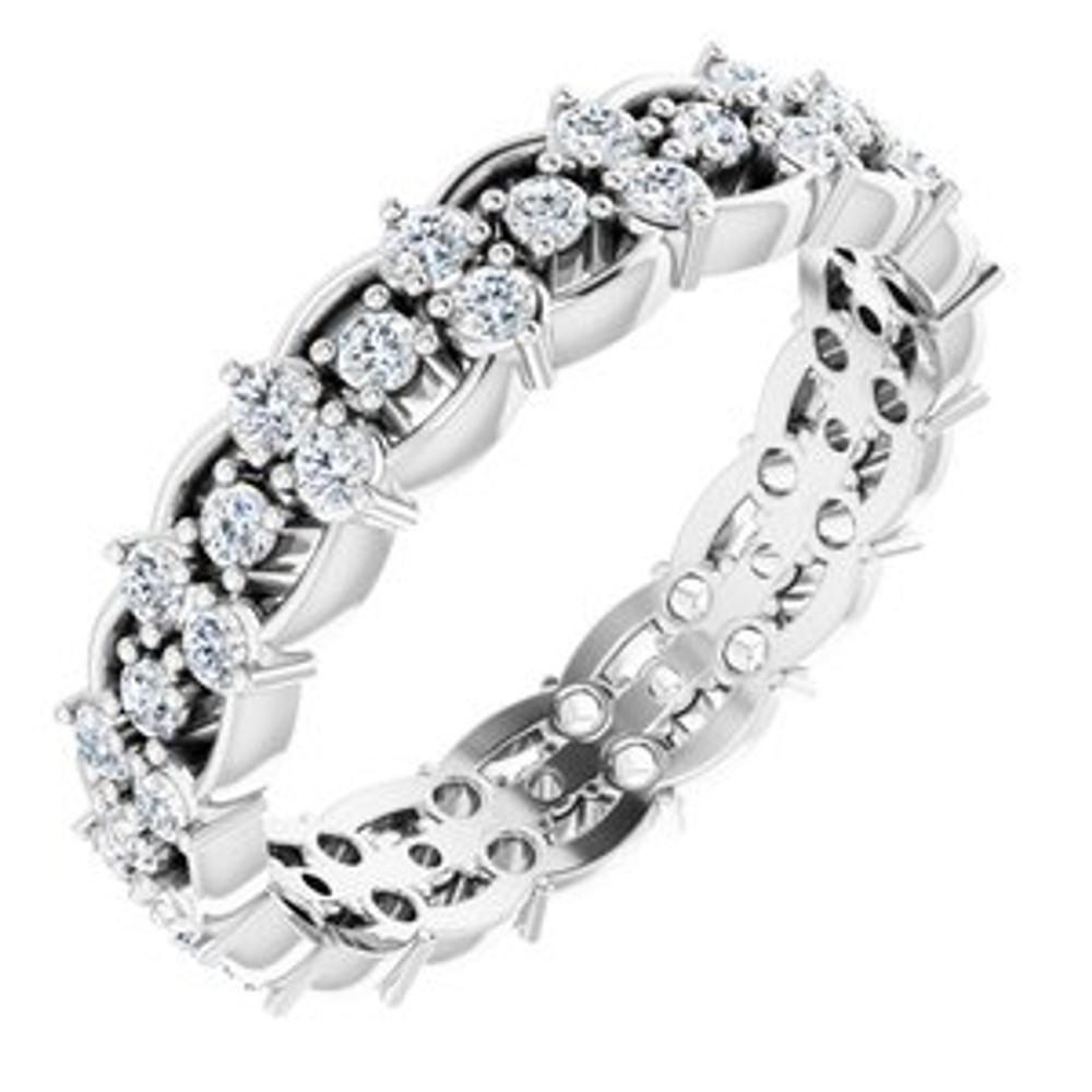 As bold as your love, this diamond eternity band adds sparkle to your celebration.