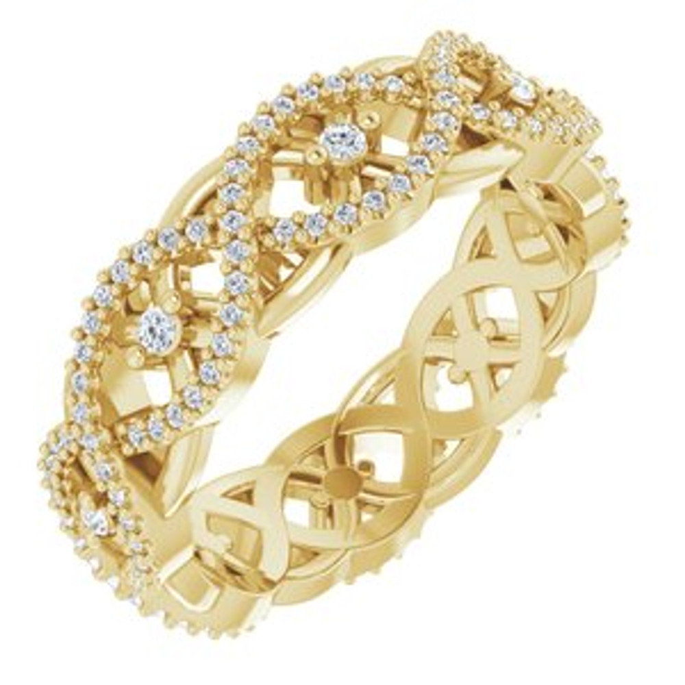 As bold as your love, this diamond eternity band adds sparkle to your celebration.