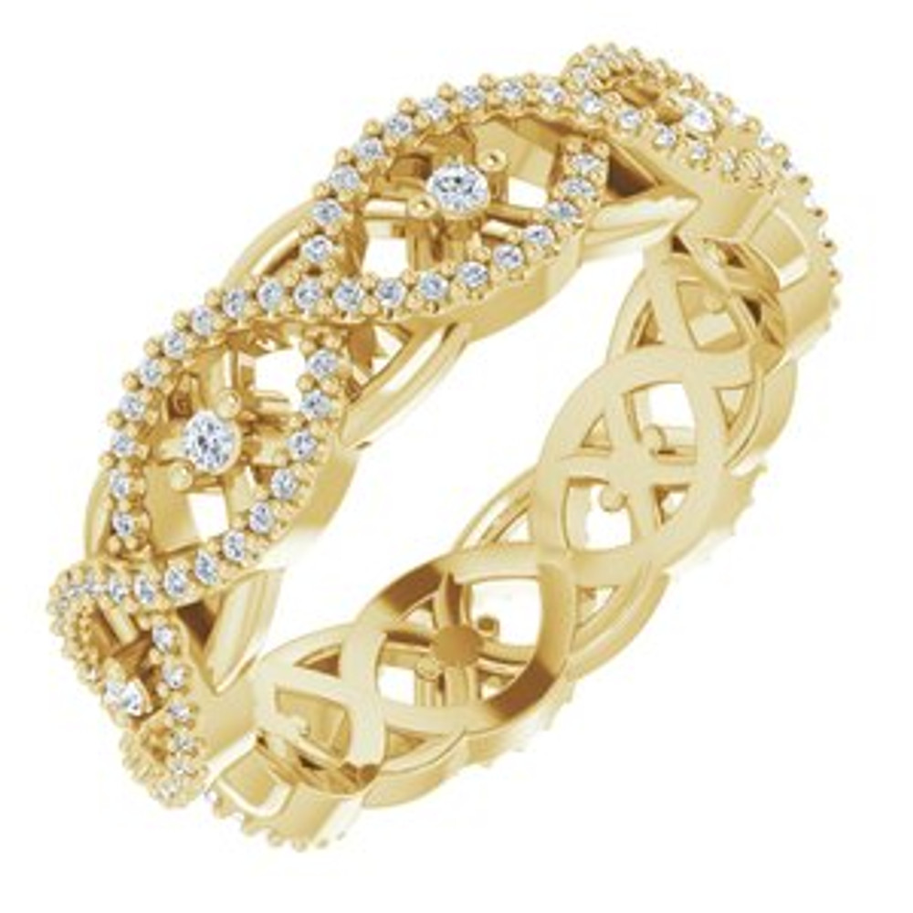 As bold as your love, this diamond eternity band adds sparkle to your celebration.