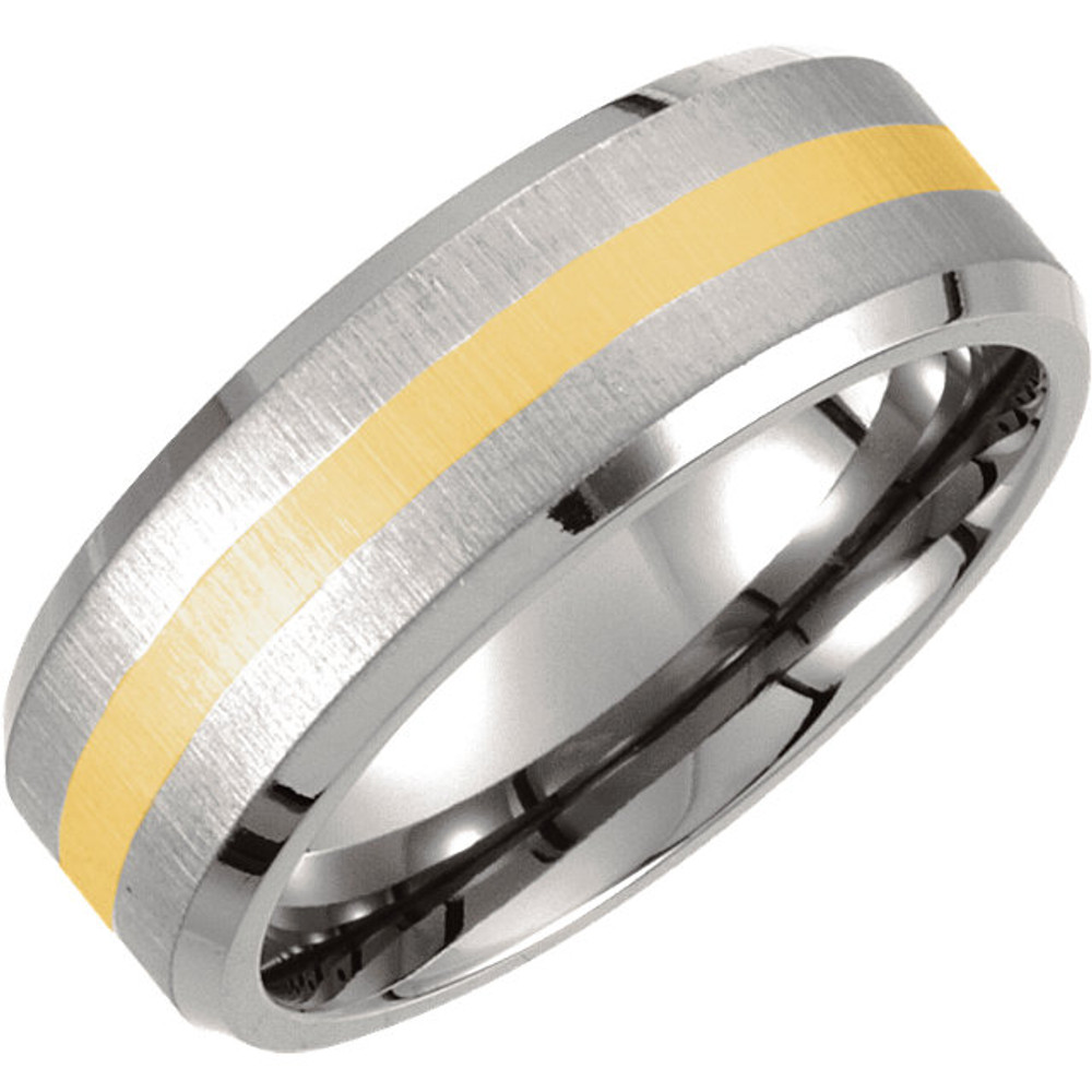Product Specifications

Quality: Titanium & 14K Yellow Gold

Style: Men's Wedding Band

Ring Sizes: 8-13 ( Whole & Half Sizes )

Width: 8mm

Surface Finish: Satin & Polished