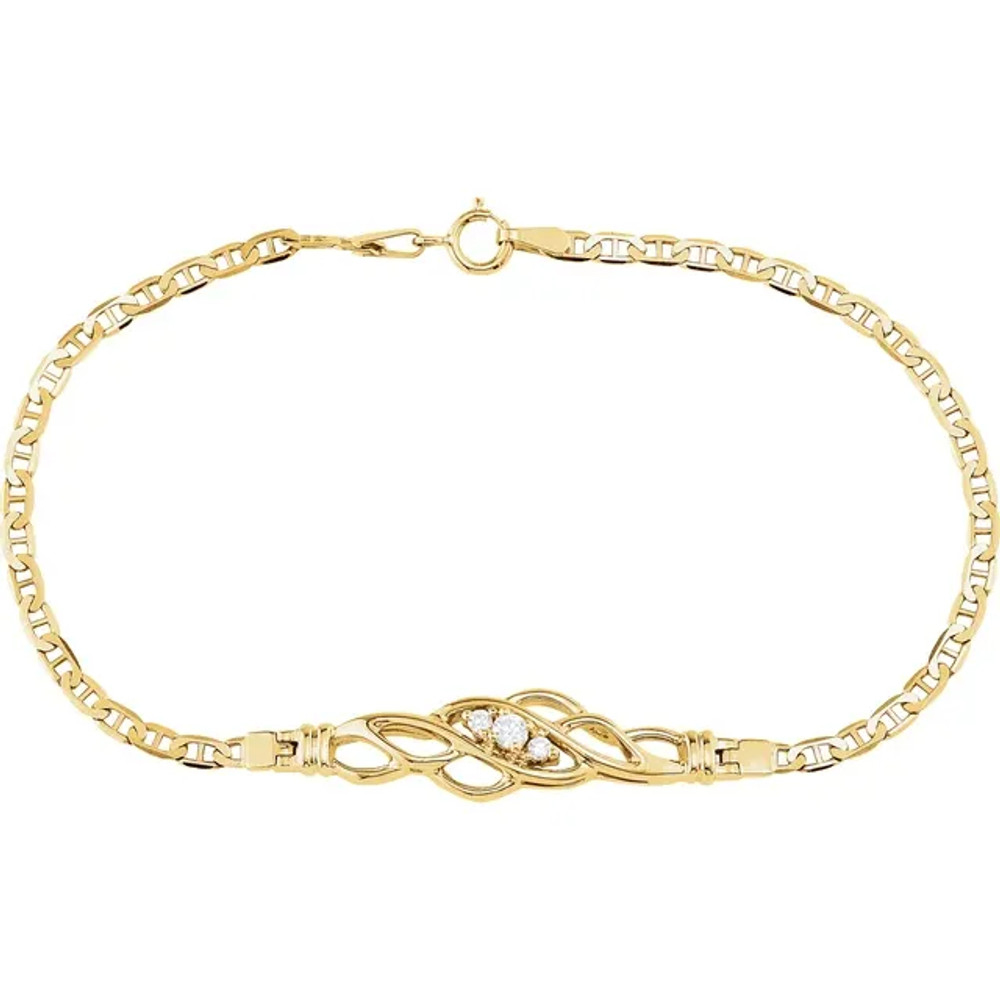 Nautical lovers will adore the darling design of this shimmering anchor bracelet.