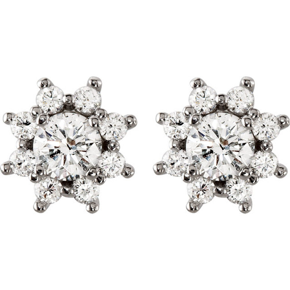 These pretty 14k white gold earrings feature a cluster of sparkling round-cut diamonds. Radiant with 1 3/4 ct. tw. and has a bright polish to shine.