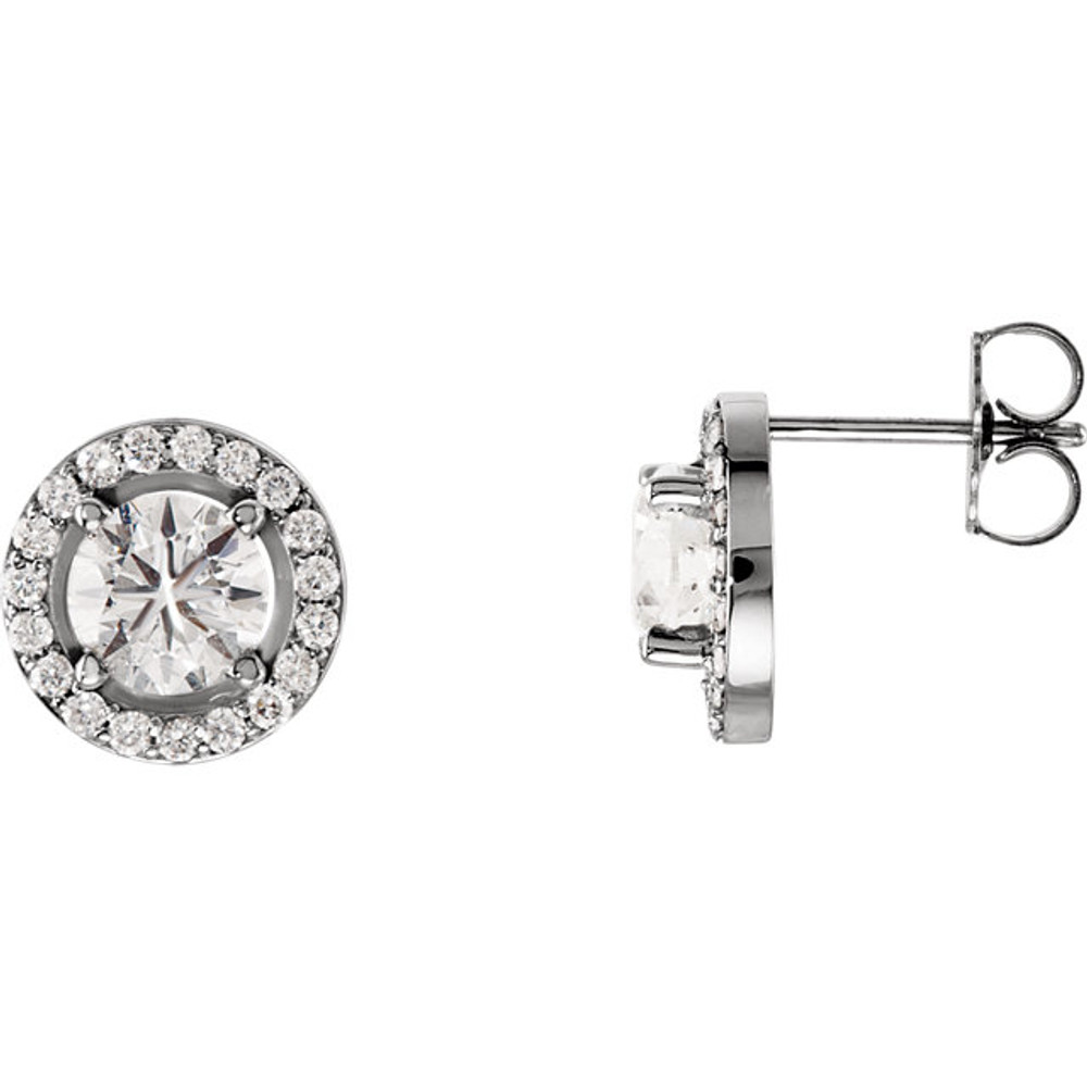 Dazzling diamonds are always an excellent choice and she'll absolutely adore these delightful studs. Fashioned in 14K white gold, each earring showcases a beautiful round diamond center stone surrounded by a double frame of smaller accent diamonds. Sparkling with 1 9/10 ct. t.w. of diamonds and finished with a bright polish, these post earrings secure comfortably with friction backs.